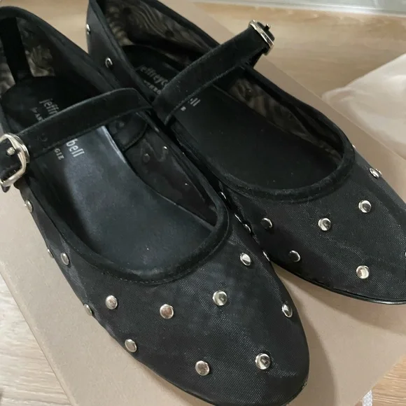 Jeffrey Campbell Mesh Black Studded Women's Flats - Picture 3 of 6